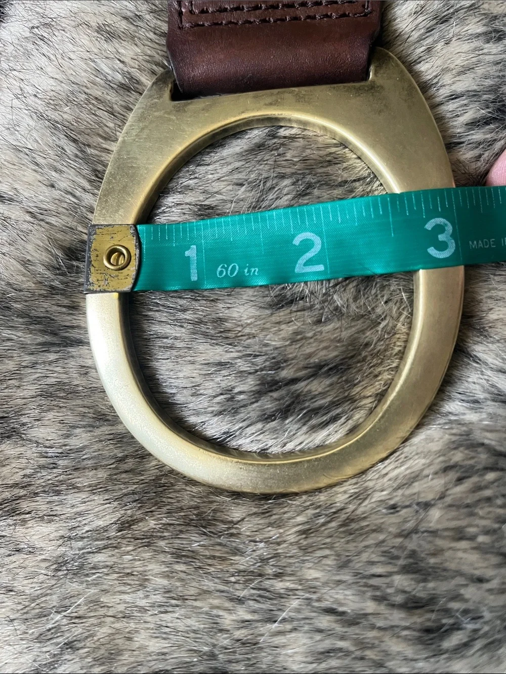 Oscar de la Renta Brown Woven Leather Belt with Brass Oval Buckle EUC